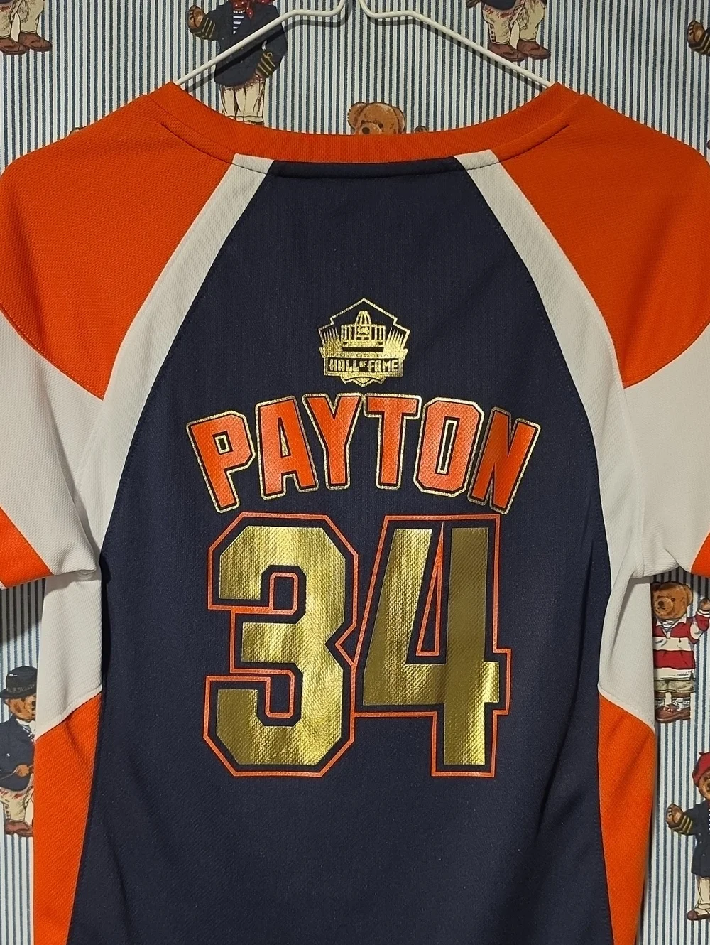 Payton Bears Hall Of Fame Football Jersey Orange Navy Gold Womens Medium